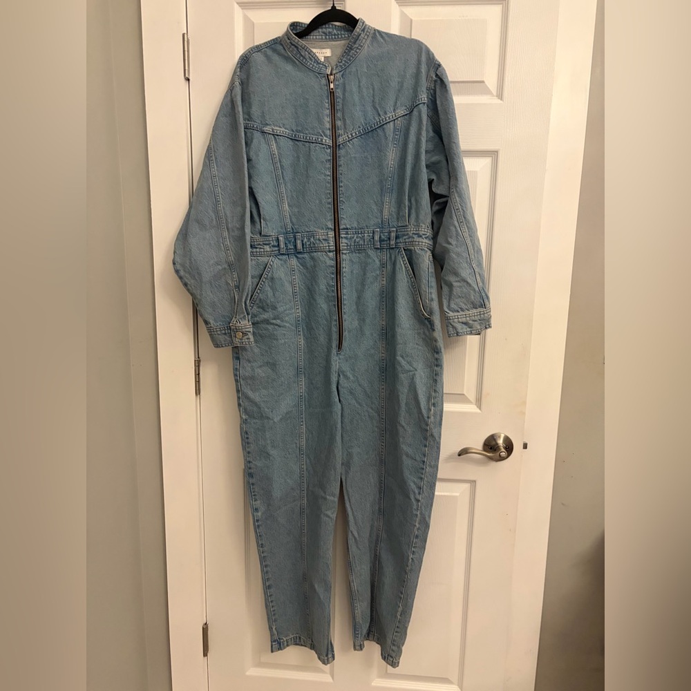 Topshop Light Blue Denim Jumpsuit